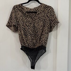 Lush Animal Print Bodysuit with Black Accents